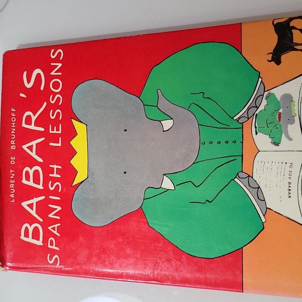 Vintage 1960s Babar's Spanish Lessons Hardcover Book - Laurent de Brunhoff